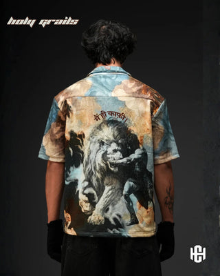 Men in 'The Ahankar' Multi-Color 240 GSM 100% French Terry Cotton Digital Print Half Sleeve Shirt HG x Charactr - Back
