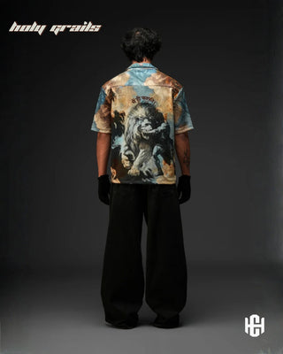 Men in 'The Ahankar' Multi-Color 240 GSM 100% French Terry Cotton Digital Print Half Sleeve Shirt HG x Charactr - Back Full