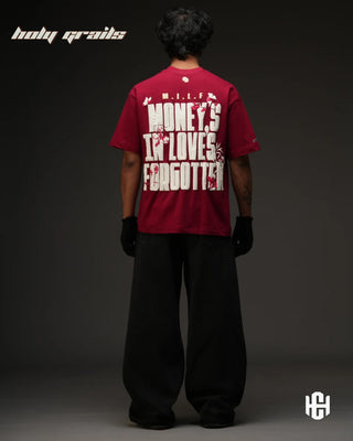 Men in 'The Milf' Maroon 240 GSM Terry Cotton Puff Printed Graphic Oversized T-Shirt HG x Charactr - Back Full