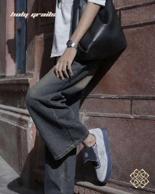 Men in 'Turang (तुरंग)' Low Light Grey Sneaker HG x CHRN - In Feet Side