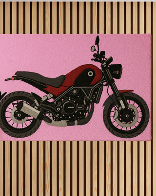 Moto Madness Tufted Rug On Wall