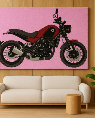 Moto Madness Tufted Rug On Wall Close