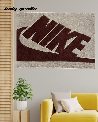 'Neutral Swoosh' Handtufted Rug On Wall
