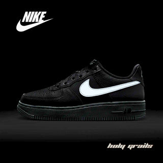 Nike Air Force 1 'Black Wolf Grey' (HQ3807-001) Sneaker - Side 2 in Dark Glowing Swoosh