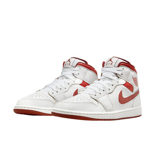 Nike Air Jordan 1 Mid SE 'White Dune Red' Sneakers - Front