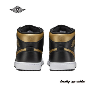 Nike Air Jordan 1 Mid 'Black Metallic Gold' Sneakers - Back