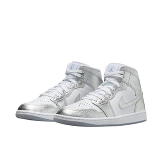 Nike Wmns Air Jordan 1 Mid SE 'Metallic Silver' Sneakers - Front