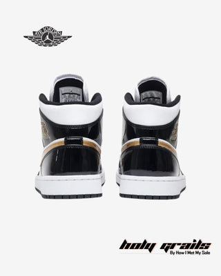 Nike Air Jordan 1 Mid Patent SE 'Black Gold' Sneakers - Back