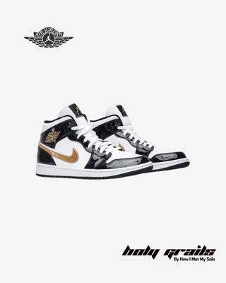 Nike Air Jordan 1 Mid Patent SE 'Black Gold' Sneakers - Front