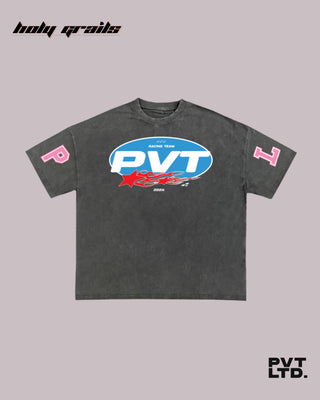 'Racer Tee' HG x Pvt Ltd Oversized Grey Streetwear Style T-Shirt - Front