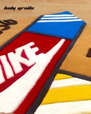 Sneaker Stack Tufted Rug Close Up