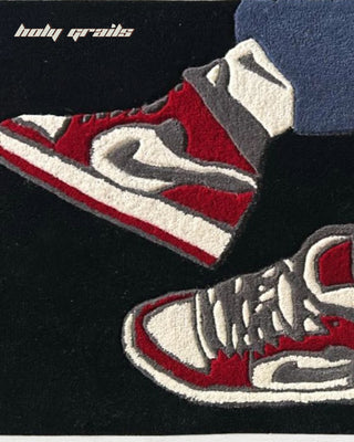 Sneakerhead Black Tufted Rug On Floor Close Up