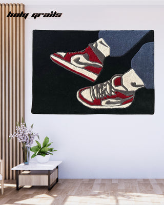 Sneakerhead Black Tufted Rug On Wall