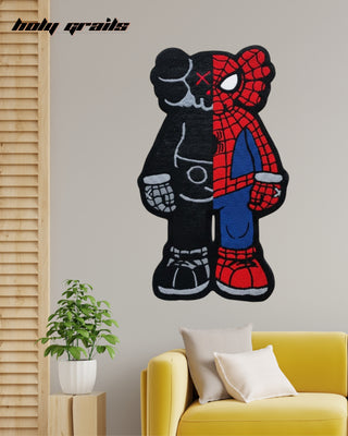'Spider-Man x Kaws' Hand Tufted 100% New Zealand Wool Rug - On Wall