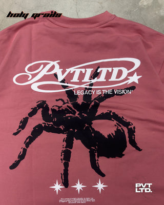 'Spider Vision' Red 260 GSM Looper Lycra Graphic Printed Oversize T-Shirt HG x Pvt Ltd - Back Close