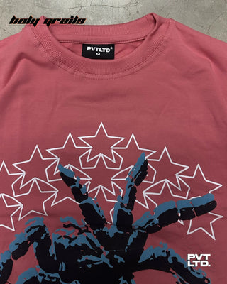'Spider Vision' Red 260 GSM Looper Lycra Graphic Printed Oversize T-Shirt HG x Pvt Ltd - Front Close