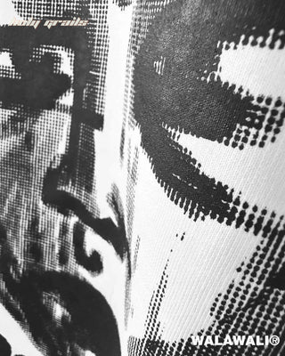 Street Style Buy 'Conzume SMOKE' White Short Sleeve Unisex 260 GSM 100% Cotton Screen Printed Graphic Oversize T-Shirt - Back Print Close Up