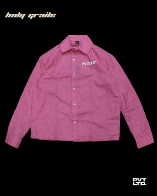 Street Style Pink Linen Cotton Blend Unisex Relaxed Fit Full Sleeve Shirt HG x Pvt Ltd - Front