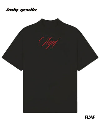 Street Style 'Ace of Spades' Black 240 GSM 100% Cotton Puff Printed Oversize Tee HG x FLYAF - Front