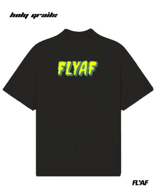 Street Style 'Alligator' Black 240 GSM 100% Cotton Puff Printed Oversize Tee HG x FLYAF - Front