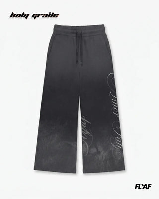 Street Style 'Amore' Grey 400 GSM 100% Cotton Screen Print Baggy Joggers HG x FLYAF - Front
