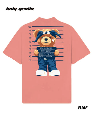Street Style 'Bad Influence' Peach 240 GSM 100% Cotton Puff Printed Oversize Tee HG x FLYAF - Back