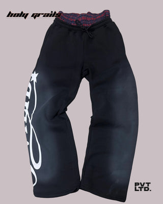 Street Style 'Black Boxer' 350 GSM Heavyweight Fabric Track Pants HG x Pvt Ltd - Front