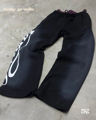 Street Style 'Black Boxer' 350 GSM Heavyweight Fabric Track Pants HG x Pvt Ltd - Front 2