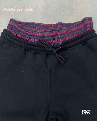 Street Style 'Black Boxer' 350 GSM Heavyweight Fabric Track Pants HG x Pvt Ltd - Front Close Up