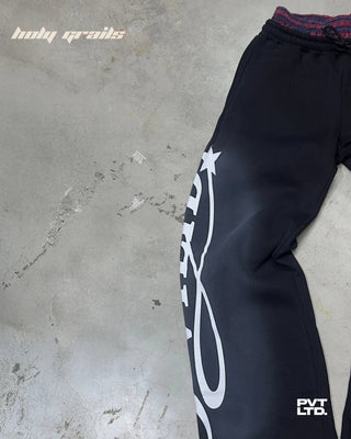 Street Style 'Black Boxer' 350 GSM Heavyweight Fabric Track Pants HG x Pvt Ltd - Front Leg