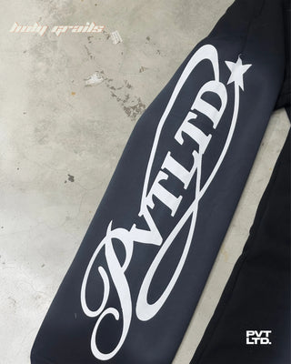 Street Style 'Black Boxer' 350 GSM Heavyweight Fabric Track Pants HG x Pvt Ltd - Leg Print Close Up