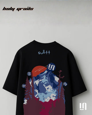 Street Style 'Black Mountain' 240 GSM 100% French Terry Cotton Puff Printed Oversized Tee HG x Sullitt - Back