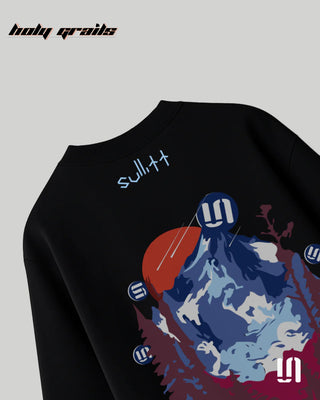 Street Style 'Black Mountain' 240 GSM 100% French Terry Cotton Puff Printed Oversized Tee HG x Sullitt - Back Close