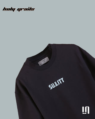 Street Style 'Black Mountain' 240 GSM 100% French Terry Cotton Puff Printed Oversized Tee HG x Sullitt - Front Close