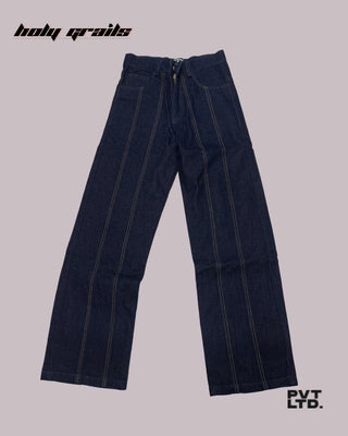 Street Style 'Classic Pvt' Blue Denim Wide Leg Jeans HG x Pvt Ltd - Front