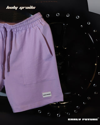 Street Style 'Cosmic Lilac Necessary' Purple 290 GSM 100% Terry Cotton Heavy Shorts HG x Early Future - Front