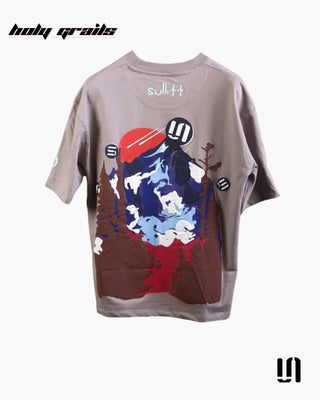 Street Style 'Dawning Mountain' Onion Pink 240 GSM 100% French Terry Cotton Puff Printed Oversized Tee HG x Sullitt - Back