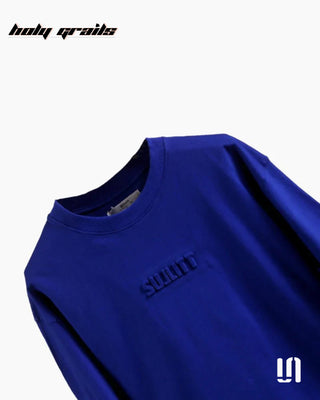 Street Style 'Feathered Friend' Blue 240 GSM 100% French Terry Cotton Puff Printed Oversized Tee HG x Sullitt - Front Close