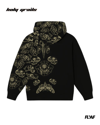 Street Style 'Fractured Pulse' Black 360 GSM 100% Cotton Puff Printed Oversized Zipper Hoodie HG x FLYAF - Back