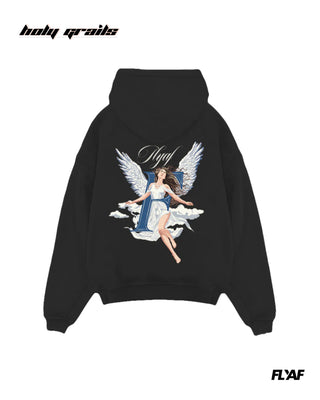 Street Style 'God Sent' Black 240 GSM 100% Cotton Puff Printed Oversize Hoodie HG x FLYAF - Back