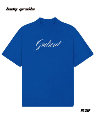Street Style 'God Sent' Blue 240 GSM 100% Cotton Puff Printed Oversize Tee HG x FLYAF - Front
