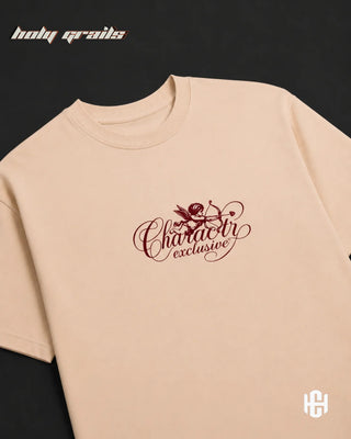 Street Style 'Heartbreaker' Cream 240 GSM 100% Terry Cotton Graphic Printed Oversize T-Shirt HG x Charactr - Front Print Close Up