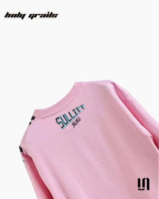 Street Style 'Hugs & Kisses' Pink 240 GSM 100% French Terry Cotton Puff Printed Oversized Tee HG x Sullitt - Back Close