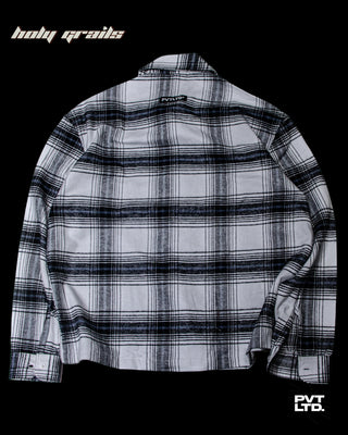 Street Style 'Iced White Button Down' White Black Checkered Flannel Full Sleeve Shirt HG x Pvt Ltd - Back