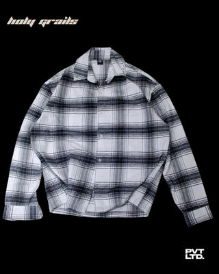 Street Style 'Iced White Button Down' White Black Checkered Flannel Full Sleeve Shirt HG x Pvt Ltd - Front