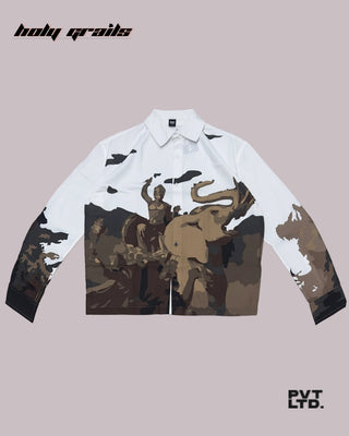Street Style 'Indira' White 100% Polyester Graphic Full Sleeve Shirt HG x Pvt Ltd - Front