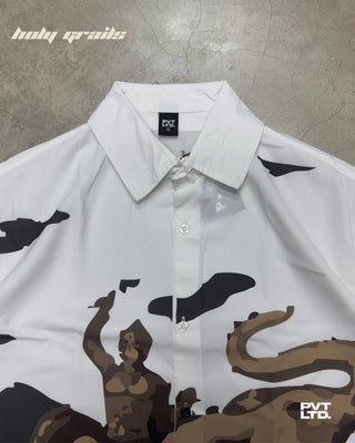 Street Style 'Indira' White 100% Polyester Graphic Full Sleeve Shirt HG x Pvt Ltd - Front Collar Close