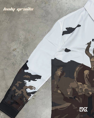 Street Style 'Indira' White 100% Polyester Graphic Full Sleeve Shirt HG x Pvt Ltd - Front Side