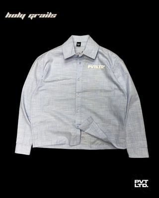 Street Style 'Kaavi Kale' Blue Linen Graphic Printed Full Sleeve Oversize Fit Shirt HG x Pvt Ltd - Front