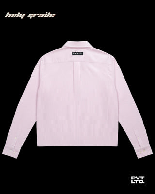 Street Style 'Keep Your Hands Off' Pink Striped Graphic Printed Shirt HG x Pvt Ltd - Back